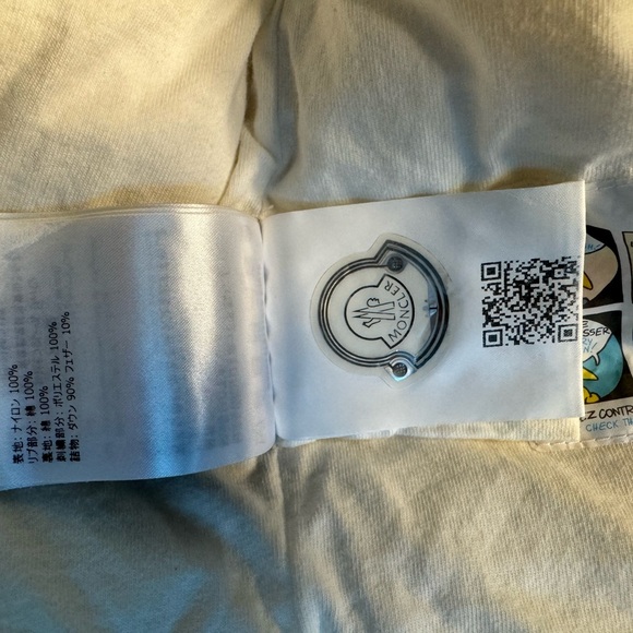 MONCLER Enfant Puffer Jacket LOVE Hoodie White Down Feather Zip 9-12 M ITALY - Picture 10 of 15